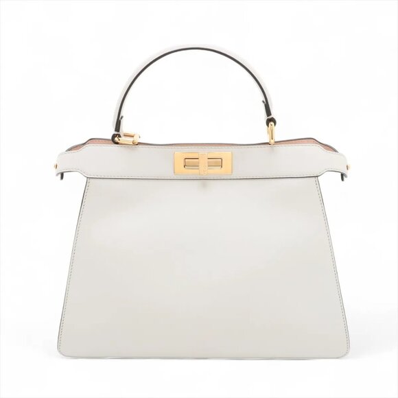 Fendi Peek-a-boo ICU Co., Ltd. Medium Leather 2 Way Handbag Gray 8BN321 - Picture 2 of 13